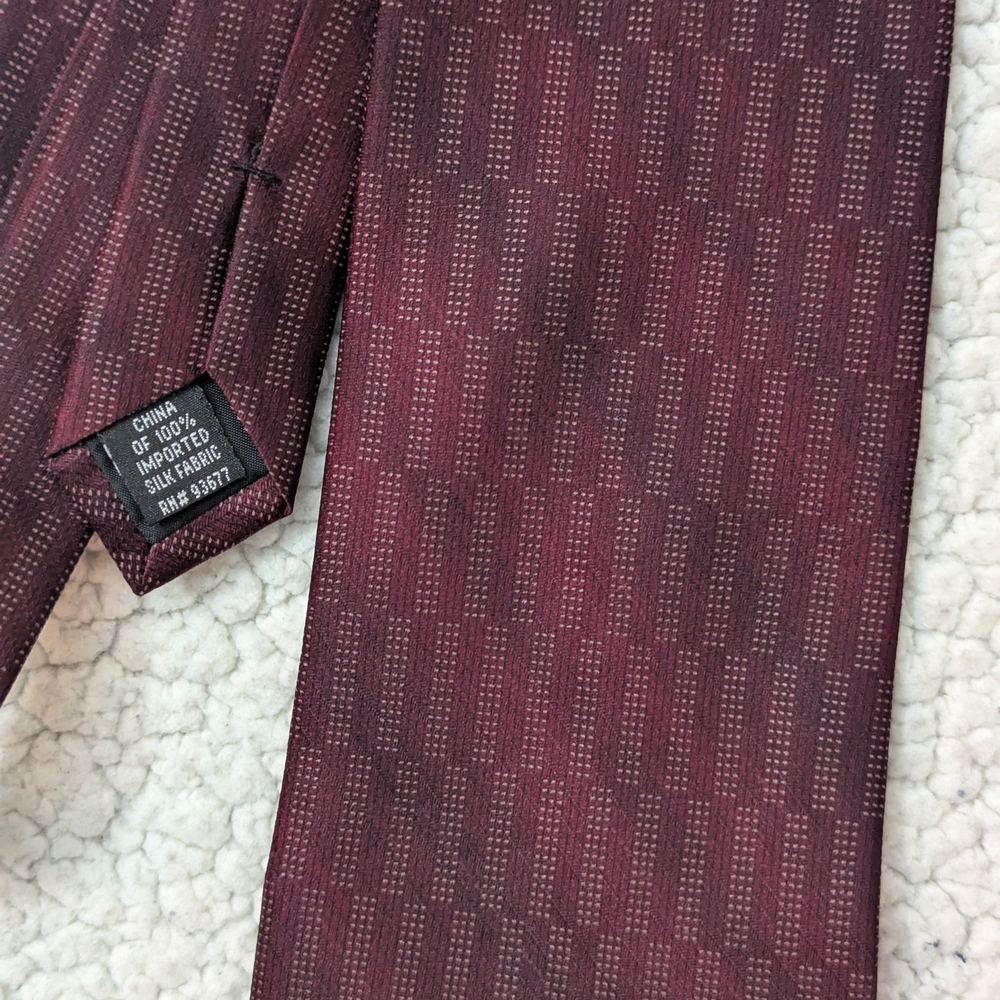 DKNY Dark Red Checkered Tie - Picture 2 of 3